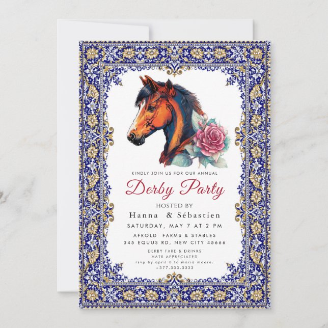 Invitation Modern Race Horse Derby Party Equestrian  (Devant)