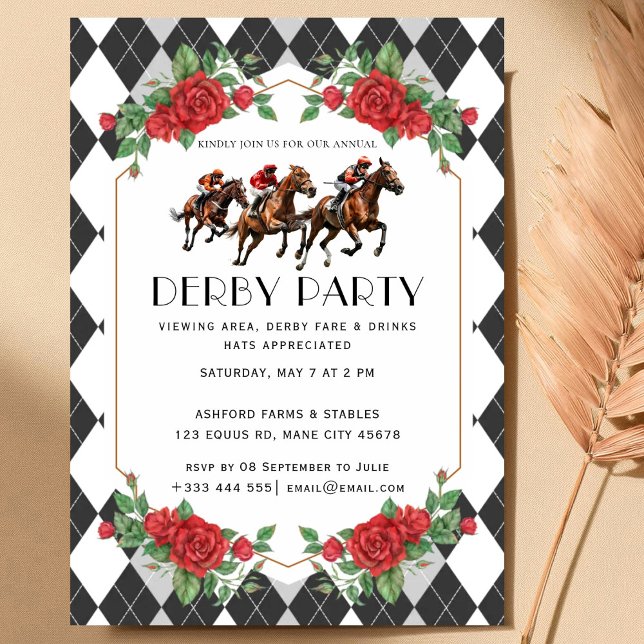 Invitation Modern Race Horse Derby Party Equestrian Invitatio (Créateur téléchargé)