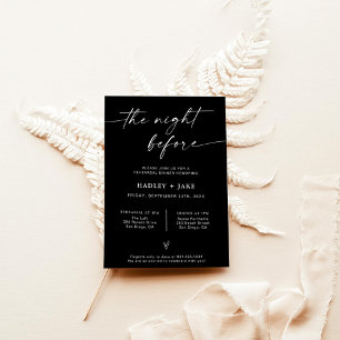 Invitation Modern Rehearsal Dinner Invite Black Night Before