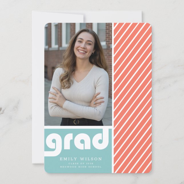 Invitation Modern Retro Script Graduate Photo Graduation (Devant)