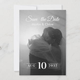Invitation Modern Romantic Black and White Photo Wedding 