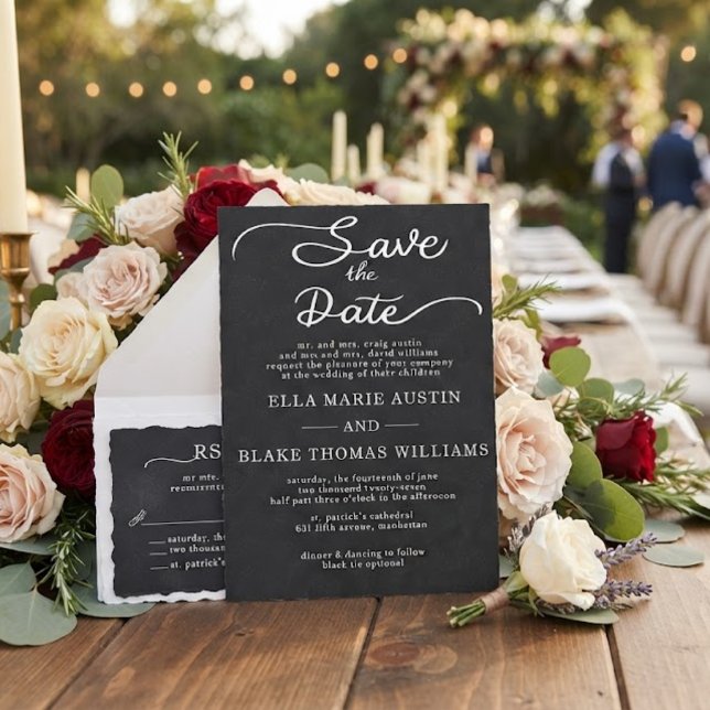 Invitation Modern Romantic Script Save the Date (Créateur téléchargé)