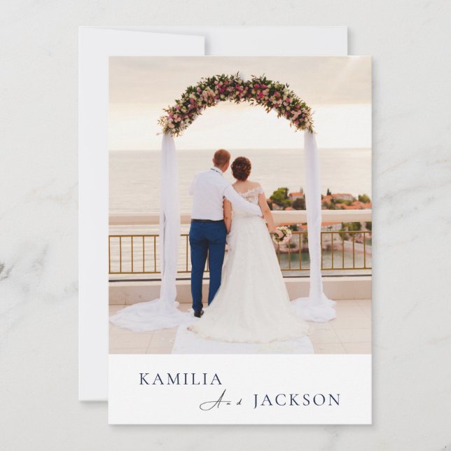 Invitation Modern Rose Gold Black Back Minimalist Wedding  (Devant)