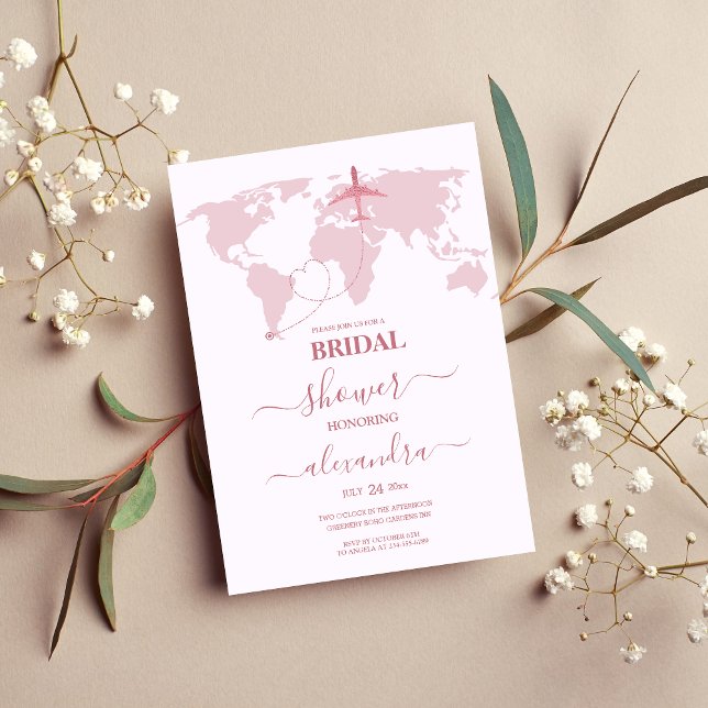 Invitation Modern Rose Gold Destination Passport Bridal (Créateur téléchargé)