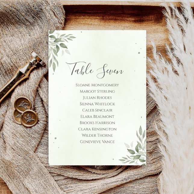Invitation Modern Sage Greenery Wedding Seating Plan Card (Créateur téléchargé)