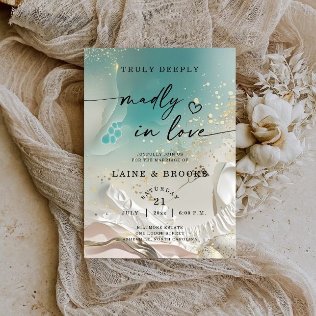 Invitation Modern Sand Watercolor Ethereal Shoreline Wedding (Créateur téléchargé)