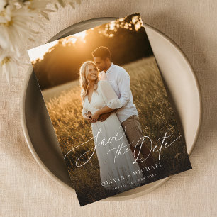 Invitation Modern Save the Date, Boho Photo Save the Date