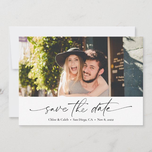Invitation Modern Save the Date Calligraphie Mariage Photo (Devant)
