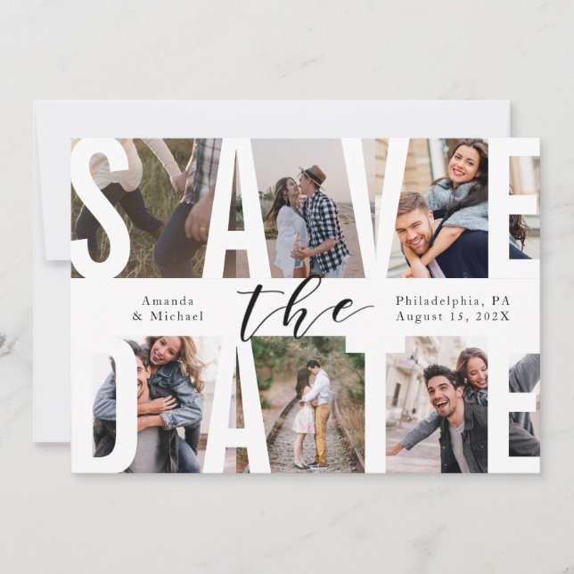 Invitation Modern Save the Date Photo Collage (Devant)