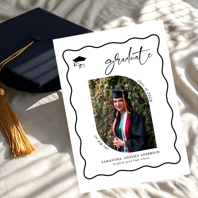 Invitation Modern Script 2 Photos Graduation Party (Créateur téléchargé)