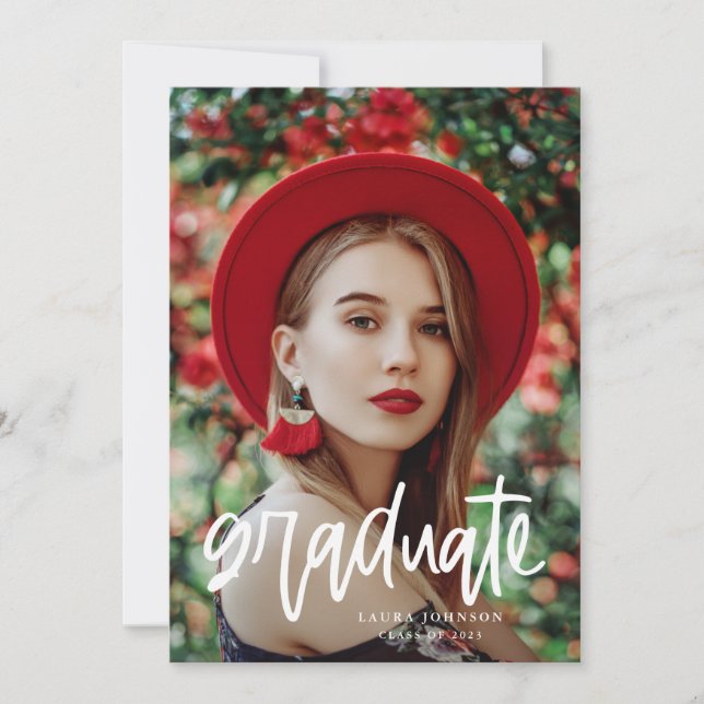 Invitation Modern Script Graduate Graduation Party (Devant)