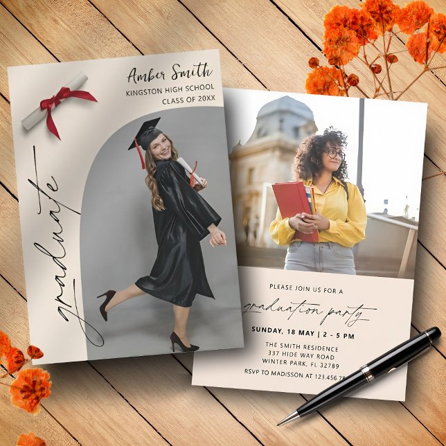 Invitation Modern Script Graduate Photo Party (Créateur téléchargé)