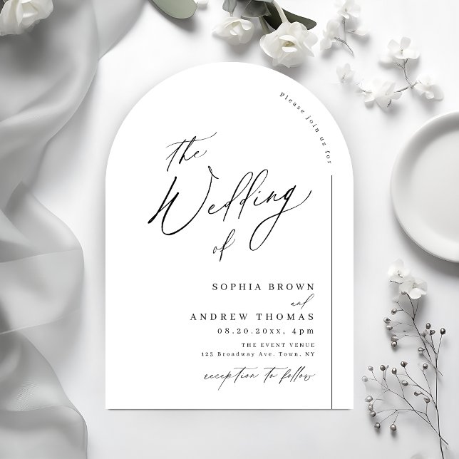 Invitation Modern script minimalist arch wedding (Modern script minimalist arch wedding invitation)