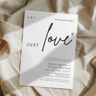 Invitation Modern Script Nothing Fancy Just Love Wedding 