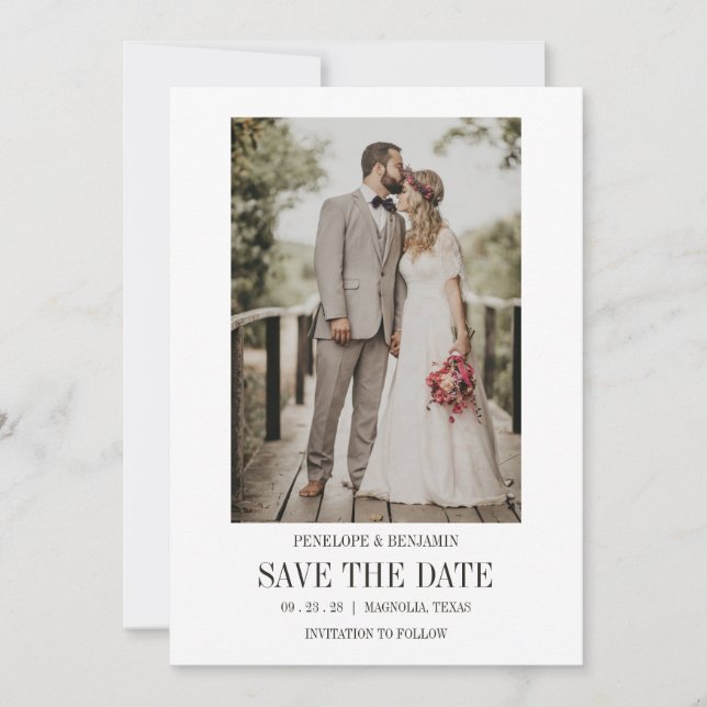 Invitation Modern Script Photo Wedding Save The Date (Devant)