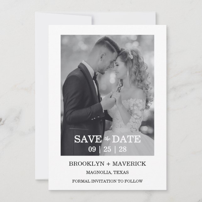 Invitation Modern Script Photo Wedding Save The Date (Devant)