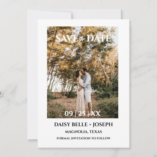 Invitation Modern Script Photo Wedding Save The Date (Devant)
