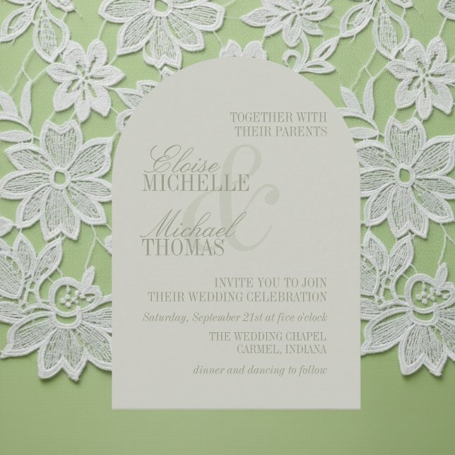 Invitation Modern Script Sage Green Formal Arch Wedding  (Modern Script Sage Green Formal Arch Wedding Invitation
)