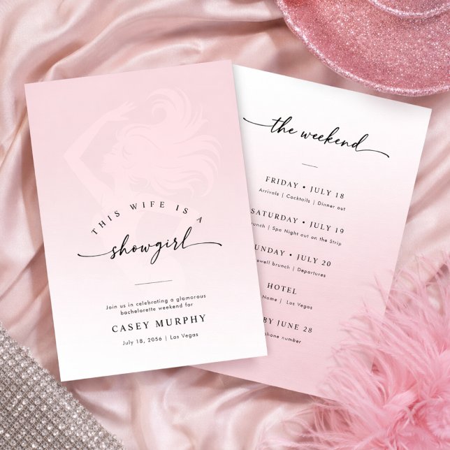 Invitation Modern Script Showgirl Blush Bachelorette Weekend  (Créateur téléchargé)