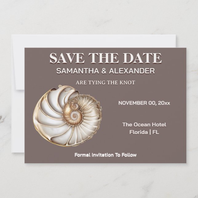 Invitation Modern Shell Save the Date Wedding Card (Devant)