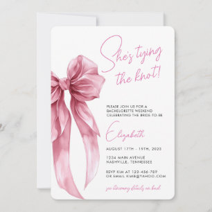 Invitation Modern She's Tying the Knot Bow Bachelorette Party