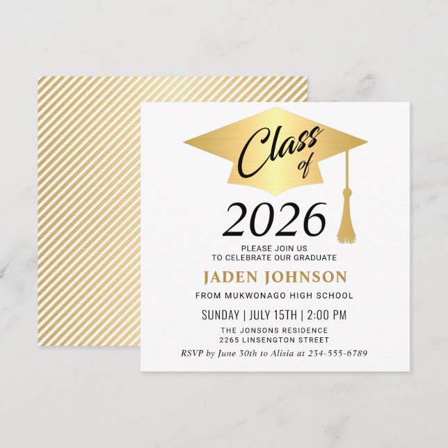 Invitation Modern Simple Class of 2025 Graduation Party (Devant / Derrière)