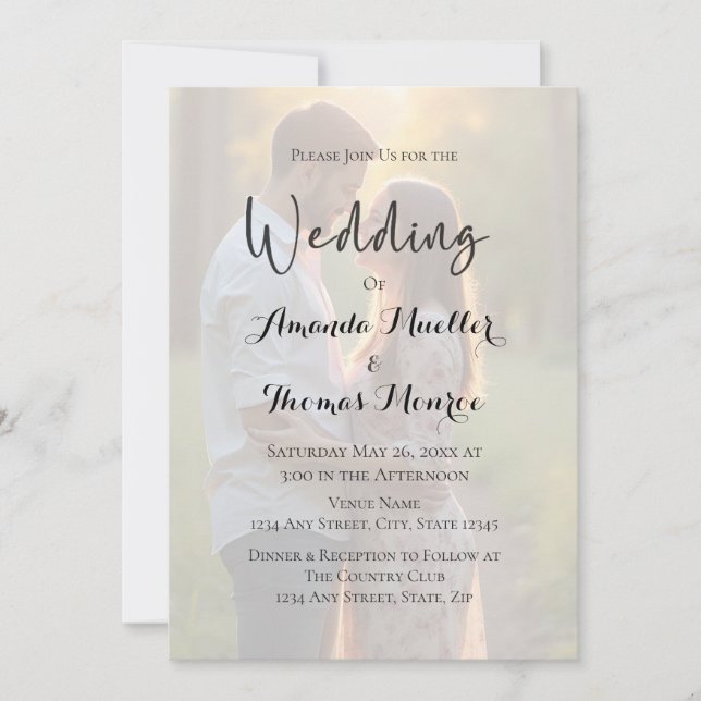 Invitation Modern Simple Photo Wedding (Devant)