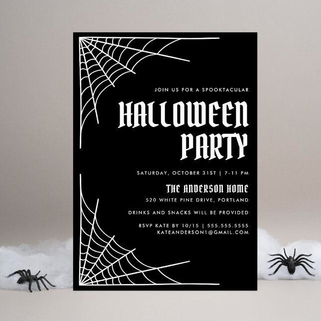 Invitation Modern Spider Web Black Halloween Party (Créateur téléchargé)