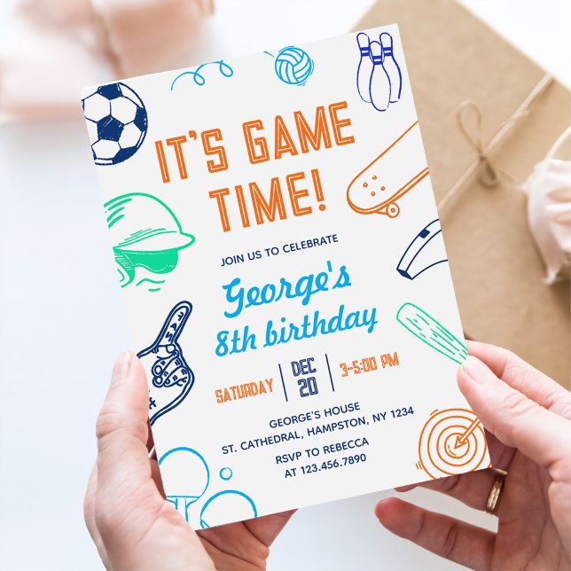 Invitation Modern Sports C'est l'heure du jeu ! Anniversaire  (Créateur téléchargé)
