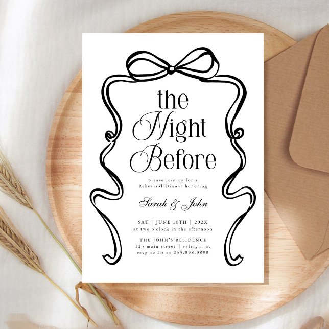 Invitation Modern The Night Before Bow BoRehearsal Dinner (Créateur téléchargé)