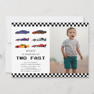 Invitation Modern Two Fast Racecar Boy 2e anniversaire