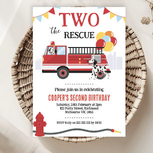Invitation Modern Two Le Secourt Fire Engine 2e anniversaire
