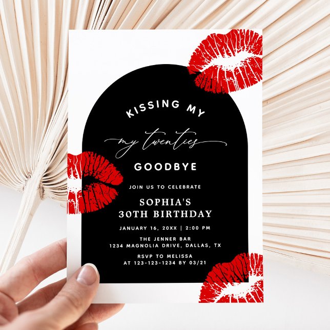Invitation Modern Typography Kissing My Twenties Goodbye (Créateur téléchargé)