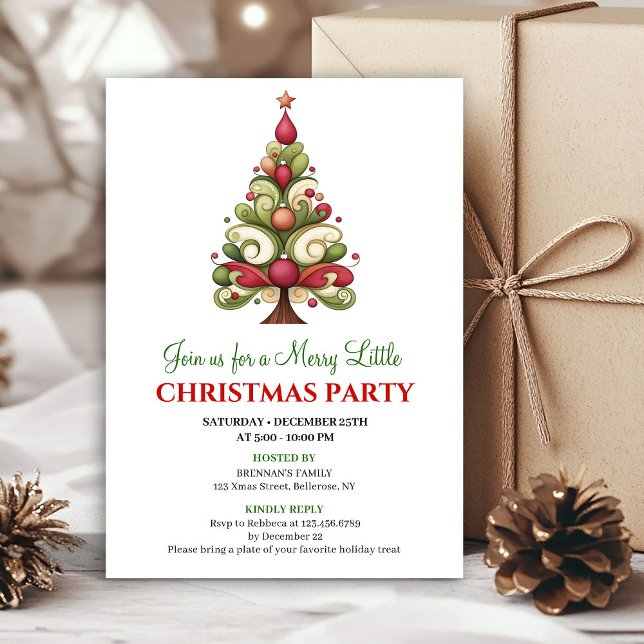 Invitation Modern unique Christmas tree holiday party invite (Modern unique Christmas tree holiday party invite)