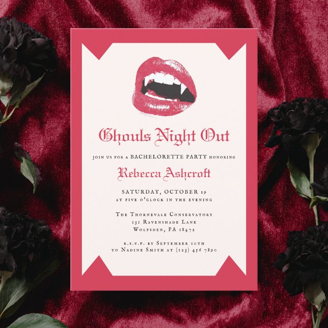 Invitation Modern Vampire Fang Halloween Gothic Bachelorette (Créateur téléchargé)