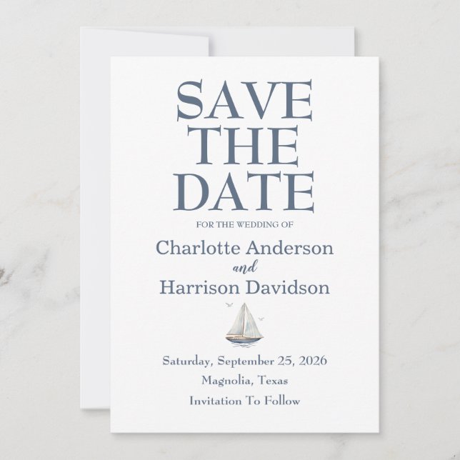 Invitation Modern Watercolor Coastal Seascape Wedding (Devant)
