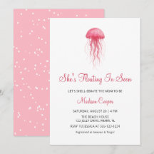Modern Watercolor Pink Jellyfish Girl Baby Shower