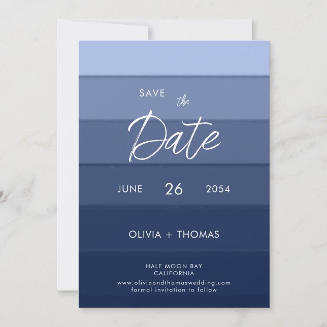 Invitation Modern Wave Stripes Beach Mariage photo Enregistre (Devant)