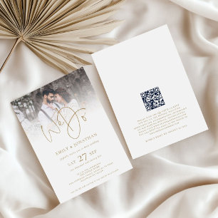 Invitation Modern We Do Gold Texte QR Code Photo Mariage