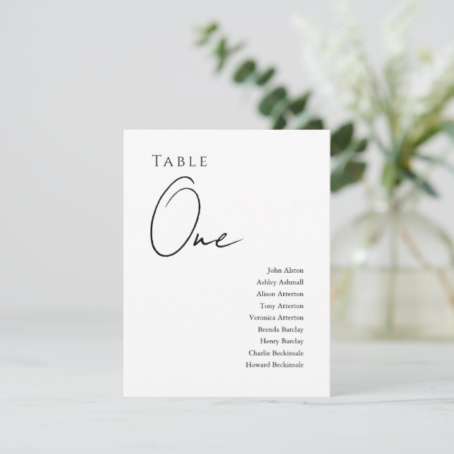Invitation Modern Wedding Seating Chart, Minimalist Card  (Debout devant)