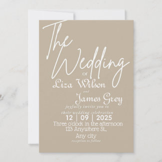 Invitation Modern White and beige Simple Wedding 