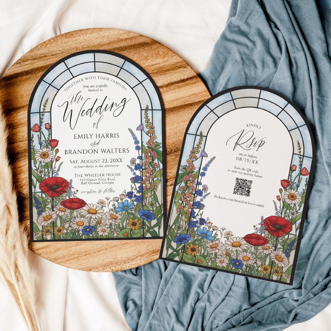 Invitation Modern Wildflower Stained Glass Arch Wedding (Créateur téléchargé)