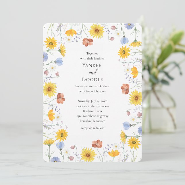 Invitation Modern wildflowers spring wedding (Debout devant)