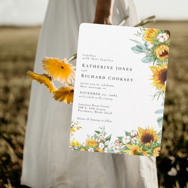 Invitation Modern Yellow Floral Sunflowers No Parents Wedding (Créateur téléchargé)