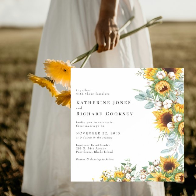 Invitation Modern Yellow Floral Sunflowers No Parents Wedding (Créateur téléchargé)