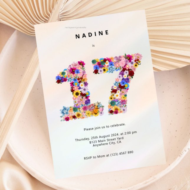 Invitation moderne 17e anniversaire Dix-sept fêtes (Créateur téléchargé)
