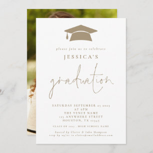 Invitation Moderne 2024 Casquette photo Champagne Gold