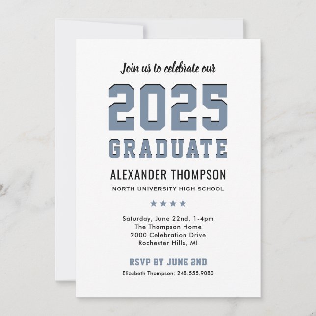 Invitation Moderne 2025 Graduate Slate Graduation Party (Devant)