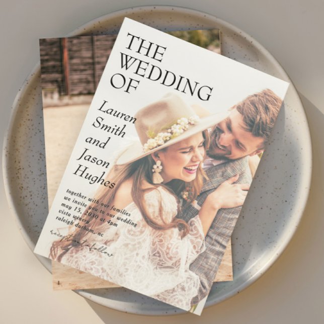 Invitation Moderne 2 Photo Mariage Boho noir et blanc (Créateur téléchargé)