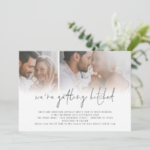 Invitation Moderne 2 Photo QR Code Obtenir Mariage